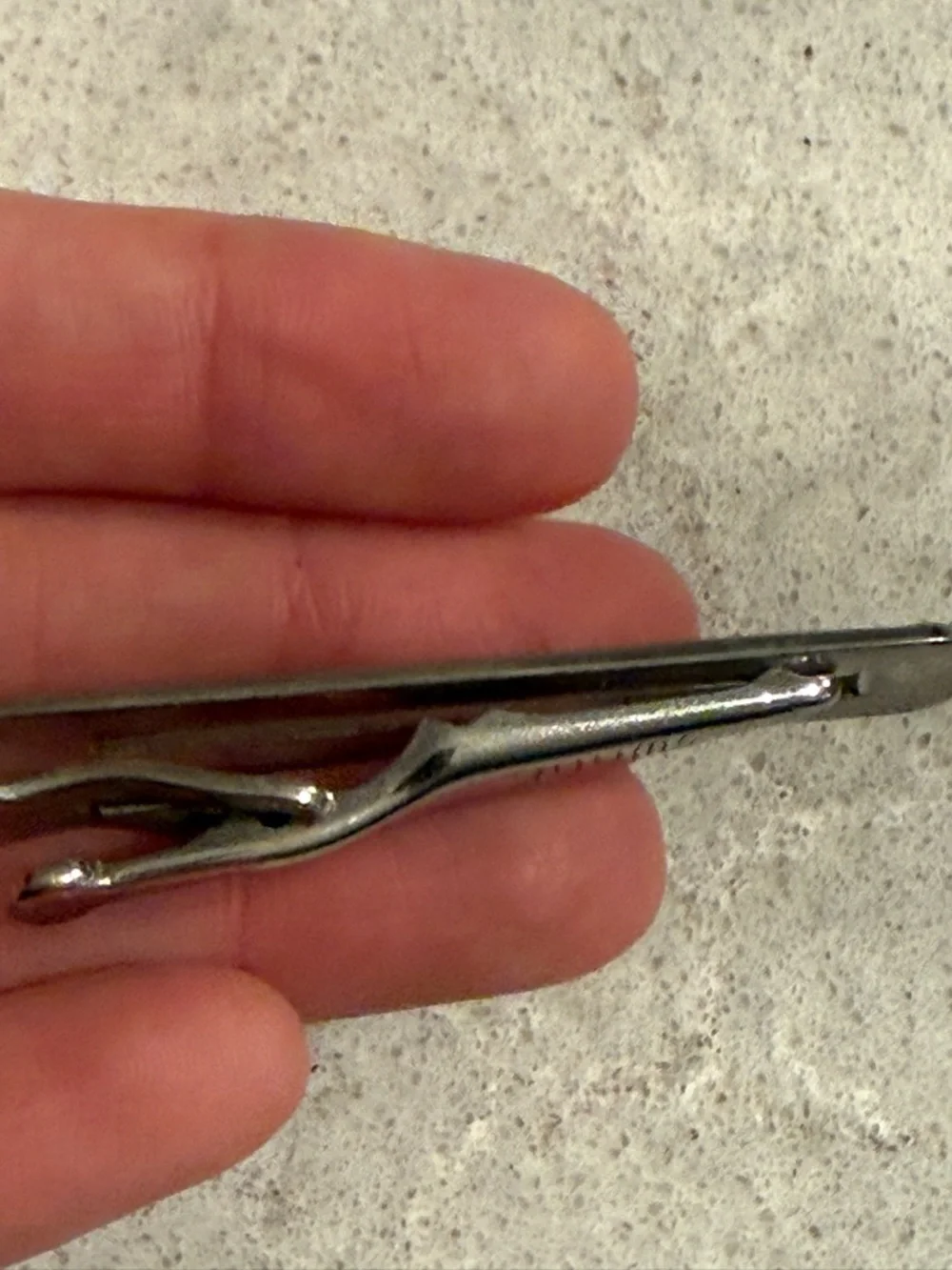 Vintage swank art deco Silver Metal Art Tie bar money clip